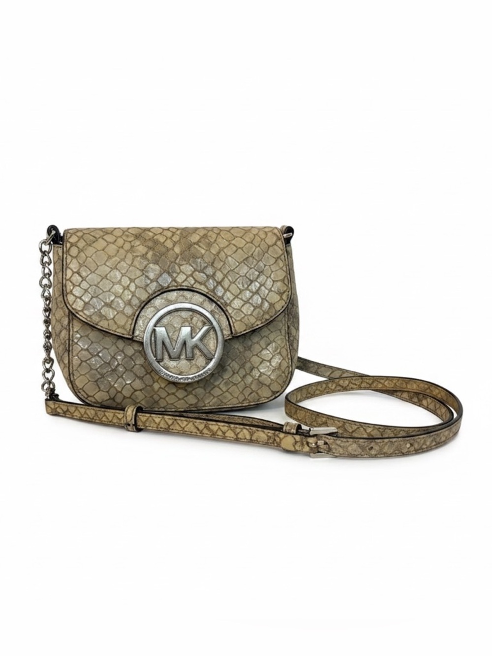 Michael Kors Y2K Vintage Metallic Gold Snake-Effect Crossbody Bag